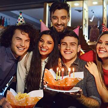 Marsui Set of 100 Basketball Golf Softball Soccer Baseball Party Supplies, Paper Food Trays Food Boats with Wax Paper Sheets for Sport Birthday Party Favors Supplies (Basketball)