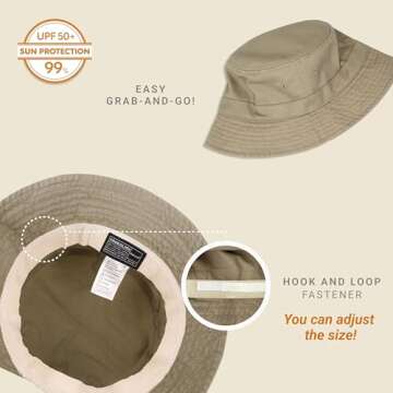Hot Summer Bucket Hat - Trendy Cotton Sun Hat for Beach, Golf, Fishing - Fun Outdoor Vacation Boonie...