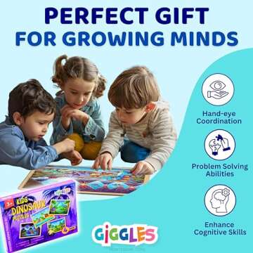 Wooden Dinosaur Puzzles for Kids Ages 3-5 | 4-Pack 24 PCS Jigsaw Puzzles | Educational and Fun Gift ...