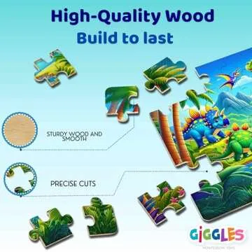 Wooden Dinosaur Puzzles for Kids 3-5 Educational Fun Gift