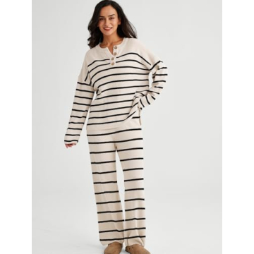 LILLUSORY Lounge Sets Womens Two 2 Piece Matching 2024 Fall Fashion Outfits Clothes Clothing Trendy Knit Sweater Loungewear Travel Sweatsuit Sweat Suit Sets