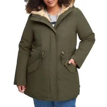Levi's Women's Faux Fur Lined Hooded Parka Jacket (Standard and Plus Size), Olive, 3X