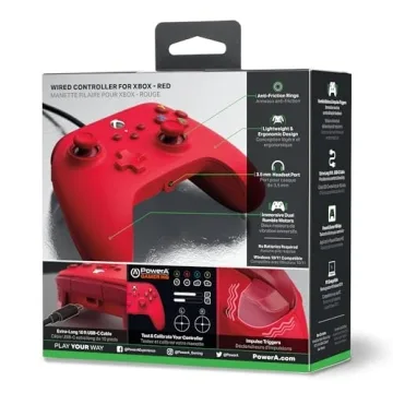 PowerA Xbox Wired Controller Red Enhanced Gameplay Comfort