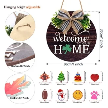 Seasonal Interchangeable Welcome Sign for Front Door