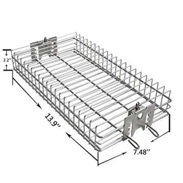 onlyfire 6042 BBQ Stainless Steel Flat Spit Rotisserie Grill Basket for Any Grill, Fits 1/2" Hexagon, 3/8" Hexagon, 3/8" Square&5/16" Square Rotisserie Spit Rods