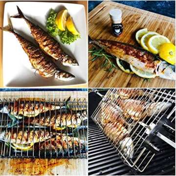 onlyfire 6042 BBQ Stainless Steel Flat Spit Rotisserie Grill Basket for Any Grill, Fits 1/2" Hexagon, 3/8" Hexagon, 3/8" Square&5/16" Square Rotisserie Spit Rods