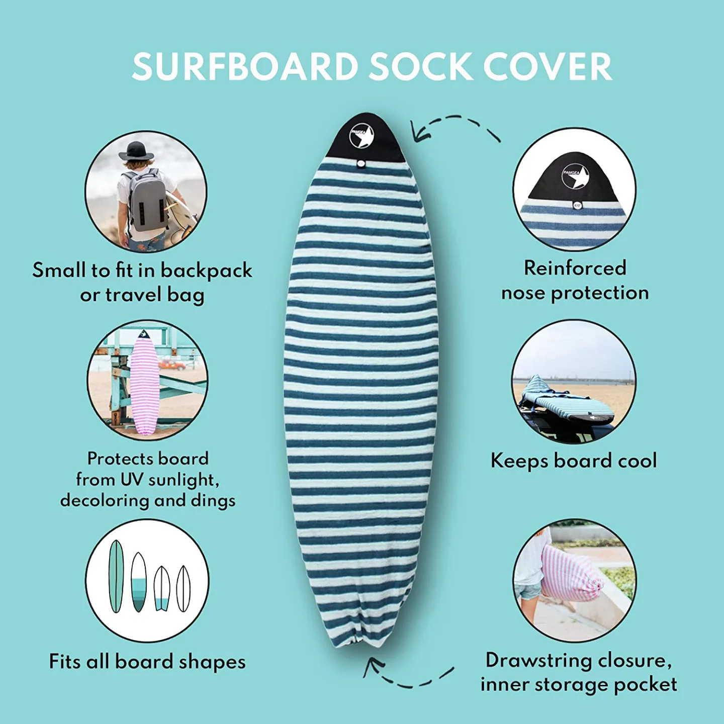 PAMGEA Surfboard Sock Cover - Lightweight and Durable