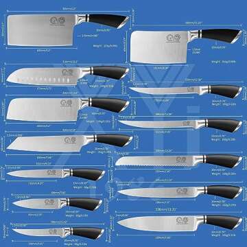 XYJ Knives Authentic Since 1986,Chef Knife Professional Set with Bag,Cleaver Butcher Knife for Meat Cutting Bag