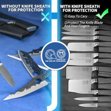 XYJ Knives Authentic Since 1986,Chef Knife Professional Set with Bag,Cleaver Butcher Knife for Meat Cutting Bag