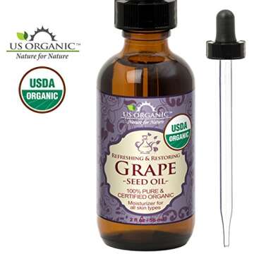US Organic Grape Seed Oil, USDA Certified Organic, 100% Pure & Natural, Cold Pressed Virgin, Unrefin...