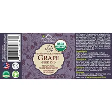 US Organic Grape Seed Oil, USDA Certified Organic, 100% Pure & Natural, Cold Pressed Virgin, Unrefined, in Amber Glass Bottle w/Glass Eye dropper for Easy Application (2 oz (56 ml))