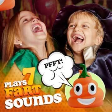 Kamhi World Pumpkin Light Up Toy - Halloween Toys for Kids, Squeeze for 7 Funny Sounds, Funniest Halloween Toys for Toddlers, Boys, Girls & Teens, Halloween Gag Gifts, Cute Pumpkin Toy for Kids