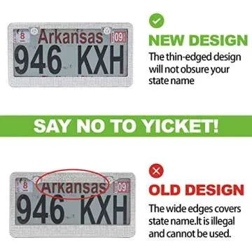 FIISFIIS Bling License Plate Frame for Women,2 Pack Premium Stainless Steel Rhinestone Car License Plate Holder,Handmade Glitter Crystal Diamond Girl Lincense Plate Cover,Bedazzled Sparkly Caps-White