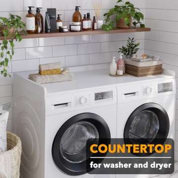 SpaceAid Washer Dryer Countertop, Laundry Wood Shelf Topper with Edge, 54" Width x 27.5" Depth Cover Guard Organizer for Washer and Dryer Laundry Hamper Counter Storage Organization (White)