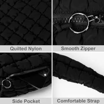 Juoxeepy Quilted Tote Bag Large Quilted Carryall Puffer Shoulder Bag Lightweight Quilted Padding Hobo Bag Quilted Bag