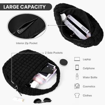Juoxeepy Quilted Tote Bag Large Quilted Carryall Puffer Shoulder Bag Lightweight Quilted Padding Hobo Bag Quilted Bag