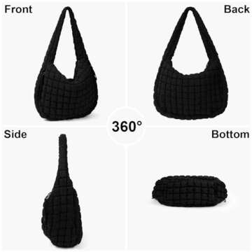 Juoxeepy Quilted Tote Bag Large Quilted Carryall Puffer Shoulder Bag Lightweight Quilted Padding Hobo Bag Quilted Bag