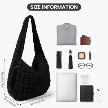 Juoxeepy Quilted Tote Bag Large Quilted Carryall Puffer Shoulder Bag Lightweight Quilted Padding Hobo Bag Quilted Bag