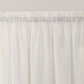 No. 918 Emily Sheer Voile Rod Pocket Door Curtain Panel, 59" x 72", Eggshell Off-White