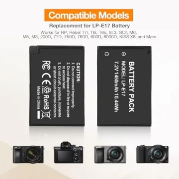 LORDONE LP-E17 Battery 2-Pack and Dual USB Charger