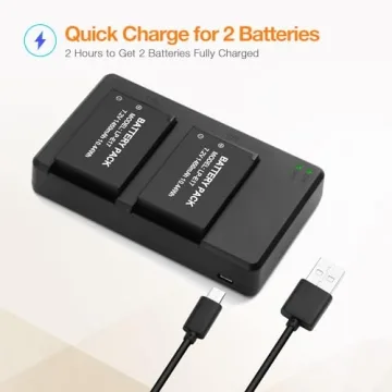 LORDONE LP-E17 Battery 2-Pack and Dual USB Charger