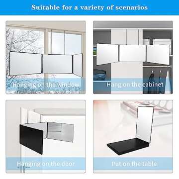 JANMPASK 3 Way Mirror for Self Hair Cutting Tools with Height Adjustable Mirror 360 Trifold Mirror f...