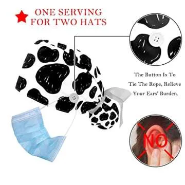 FFLOWER Abstract Sketch Cow Skin Print Working Caps with Buttons, Long Hair Scrub Hats Ponytail Holder for Women, Multicoloured 20, One Size