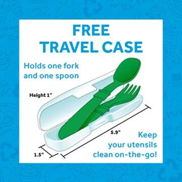 Re-Play Made in USA Toddler Forks and Spoons, Pack of 8 With Carrying Case - 4 Kids Forks with Rounded Tips and 4 Deep Scoop Toddler Spoons - 0.2" Thick Toddler Utensils with Case, Princess