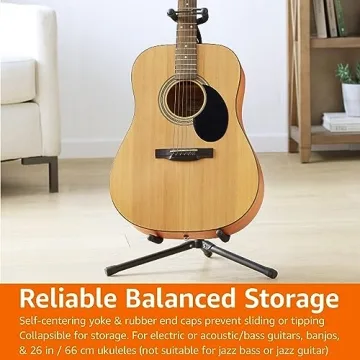 Folding Guitar & Banjo Stand - Adjustable & Black