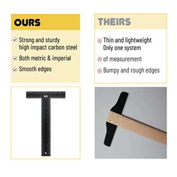 Mr. Pen Black T Ruler - Precision Metal Measuring Tool