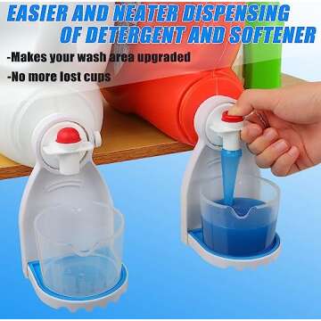 HINSOCHA Laundry Detergent Cup Holder & Drip Tray (2-Pack), No-Mess Drip Catcher with Fixed Screw an...