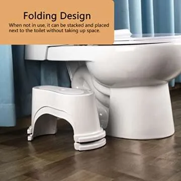 EVRON Toilet Stool 7" Bathroom Squatting Poop Stool for Potty Assistance,Portable Plastic Potty Stool for Adults,Space Saving Storage,Flexible Distance Adjustment Stackable Design(White 1 Pairs)
