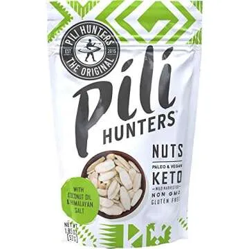 Pili Hunters Variety Pack Pili Nuts - Coconut Oil & Spicy Chili Flavor - Vegan & Keto Snack for Low Carb Energy - As Seen on Shark Tank (Pack of 2)