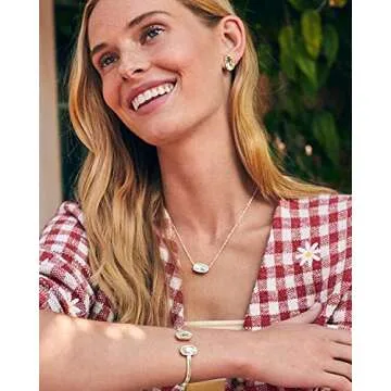 Kendra Scott Elisa Pendant Necklace for Women, Fashion Jewelry, 14k Gold-Plated, Dichroic Glass