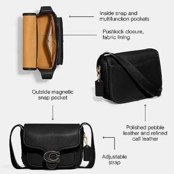 Coach Tabby Messenger 19 in Polished Pebble Leather Black