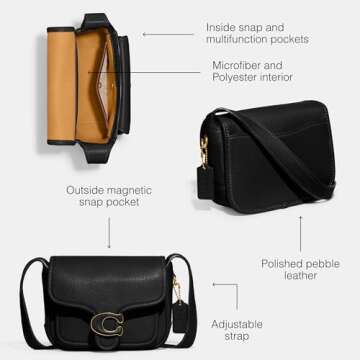 Coach Tabby Messenger 19 in Polished Pebble Leather Black