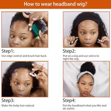 SOMIARIK Light Brown Headband Wig Loose Curly Wigs for Black Women Synthetic Curly Headband Wig Natural Hairline Glueless Wig 26 Inch 130 Density Wigs with Headbands Attached Natural for Daily Use