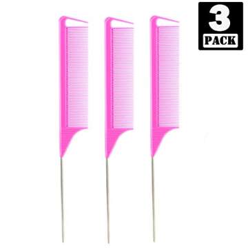 3Pcs Rat Tail Combs,Barber Styling Combs for Women,Anti Static Heat Resistant Hairdressing Comb (Pin...