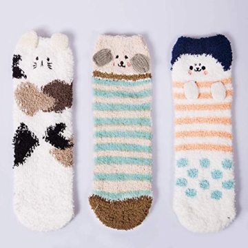 Warm Fluffy Animal Socks for Women - 3 Pairs