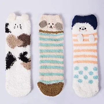 Warm Fluffy Animal Socks for Women - 3 Pairs