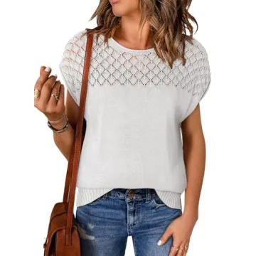 EVALESS Women's Sexy Crochet Hollow Out Sweater - Summer 2025 Fashion