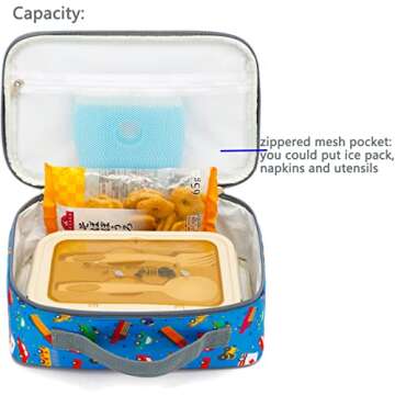FlowFly Kids Lunch box Insulated Soft Bag Mini Cooler Back to School Thermal Meal Tote Kit for Girls, Boys, Car