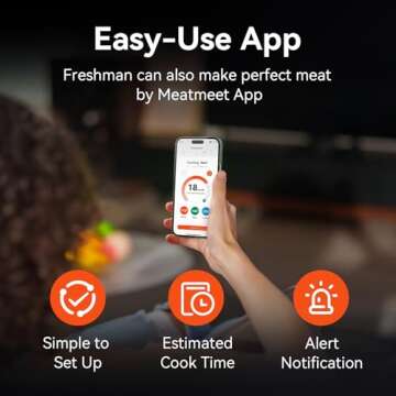 Meatmeet Pro Smart WiFi Wireless Meat Thermometer, Unlimited Range, Improved Stability, Ultra-Thin Probe, Bluetooth Digital Food Thermometer for Remote Monitoring of Oven/Kitchen/BBQ/Grill/Rotisserie