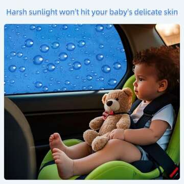 aokway Car Window Shades for Baby (4 Pack), Rear Front Window Shade Side Window Sunshade Baby Universal Magnetic Curtain with Sun UV Protection, Reduce Damage from Direct Bright Sunlight and Heat