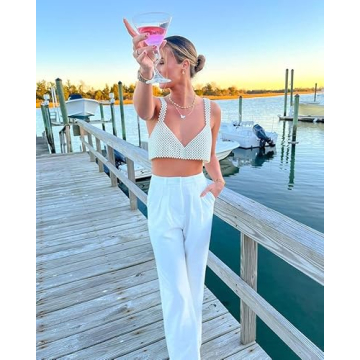 Sexy Pearls Beaded Crop Top for Women Party Clubwear