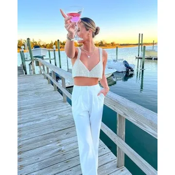 Sexy Pearls Beaded Crop Top for Women Party Clubwear