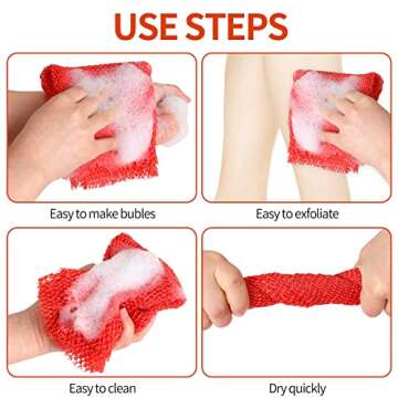 AbuQ 2 Pieces African net Sponge for exfoliating,African exfoliating net, African wash net, African Ghana Sapos scrubbing washcloth rag for Smoother Skin and Daily use (Pink Green)
