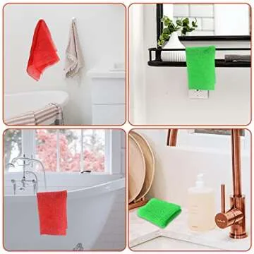 AbuQ 2 Pieces African net Sponge for exfoliating,African exfoliating net, African wash net, African Ghana Sapos scrubbing washcloth rag for Smoother Skin and Daily use (Pink Green)