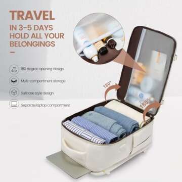 LOVEVOOK Travel Backpack for Women, 40L Carry On Backpack with 3 Packing Cubes,TSA Personal Item Travel Bag Airline Approved, Water Resistant Weekender Overnight Luggage Daypack, Fits 17 Inch Laptop