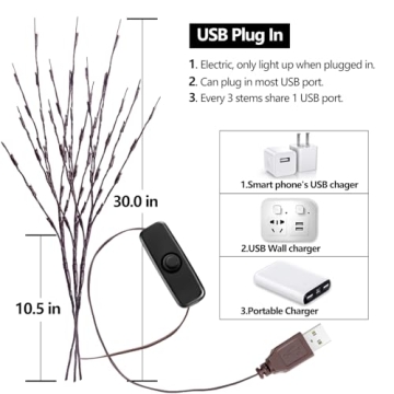 KXCOFTXI Twig Lights, USB Powered Decorative Branches